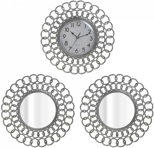 Click Antikes Wanduhr Spiegel Antique Silver Ø30cm