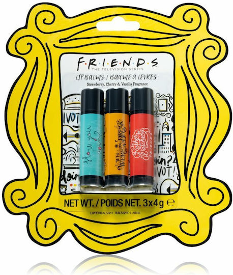 Mad Beauty Friends Lip Balms Set Strawberry, Cherry & Vanilla