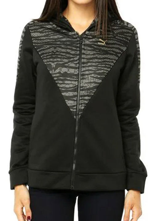 Lang Damen Sweatshirtjacke Kapuzen Schwarz