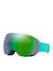Oakley Flight Deck Mască de Schi și Snowboard pentru Adulți Turcoaz cu Lentilă Verde