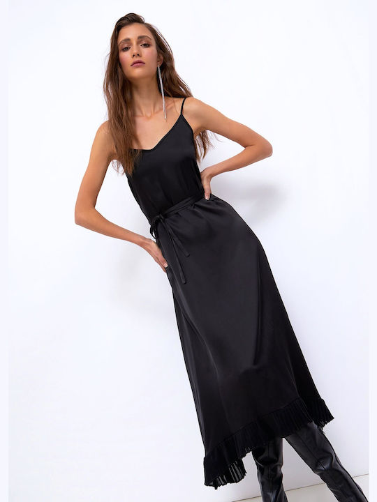 Liu Jo Maxi Evening Dress Satin Black