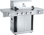 Bormann Elite BBQ5500 Zenith Gas Grill Cast Iron Grate 71cmx49.5cmcm. with 6 Grills 22.5kW and Side Burner Infrared