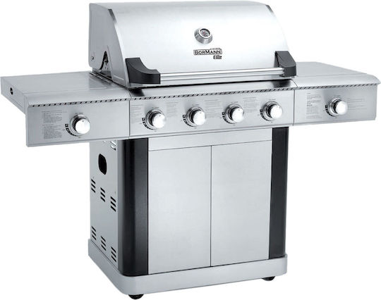 Elite BBQ5500 Газово Барбекю Чугунена Решетка 71брx49.5брсм. с 6 бр 22.5кВт и Страничен Нагревател Инфрачервена