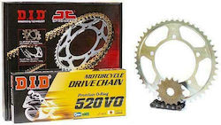 DID Chain & Sprocket Kit (15-44-520) for Kawasaki KLR 250 1984-2005