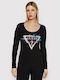 Guess Women's Blouse Cotton Long Sleeve Black