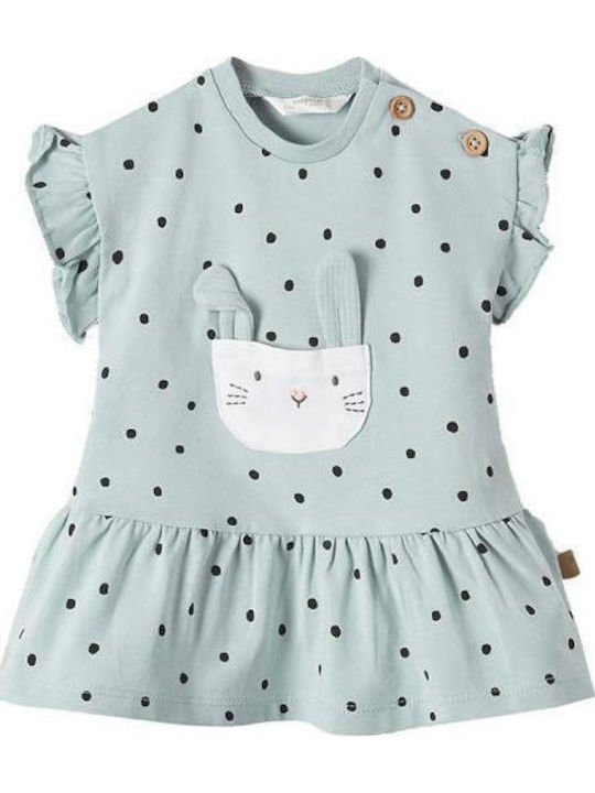 Pocket Bunny Kinderkleid Kurzärmelig Polka Dot Grün
