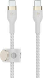 Belkin Boost Charge Pro Flex Braided USB 2.0 Cable USB-C male - USB-C male Λευκό 1m (CAB011BT1MWH)