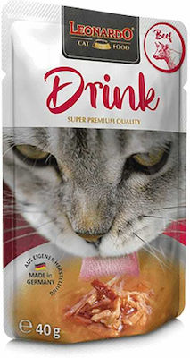 Leonardo Drink Nasses Katzenfutter für Katze in Beutel mit Rindfleisch 40gr 07552