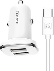 Kaku KSC-318 Φορτιστής Αυτοκινήτου με Θύρες 2xUSB-A και Καλώδιο Type-C Kaku KSC-318 Φορτιστής Αυτοκινήτου με Θύρες 2xUSB-A και Καλώδιο Type-C