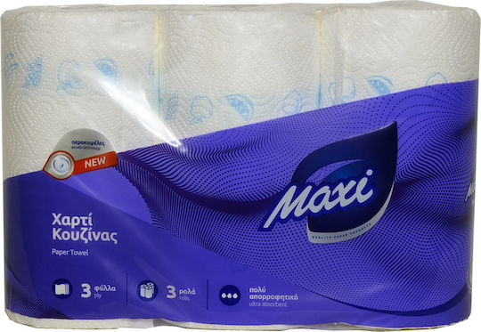 Maxi Triple Ultra Absorbent Χαρτί Κουζίνας 3 Ρολά 3 Φύλλων (244gr/Ρολό)