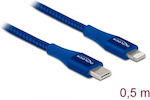 DeLock Geflochten USB-C zu Lightning Kabel Blau 0.5m (85415)