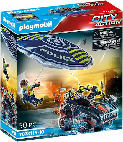 Playmobil City Action Police Parachute with Amphibious Vehicle for 5-10 years old