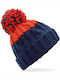 Beechfield Ανδρικός Pom Pom Beanie Σκούφος Oxford Navy/Fire Red