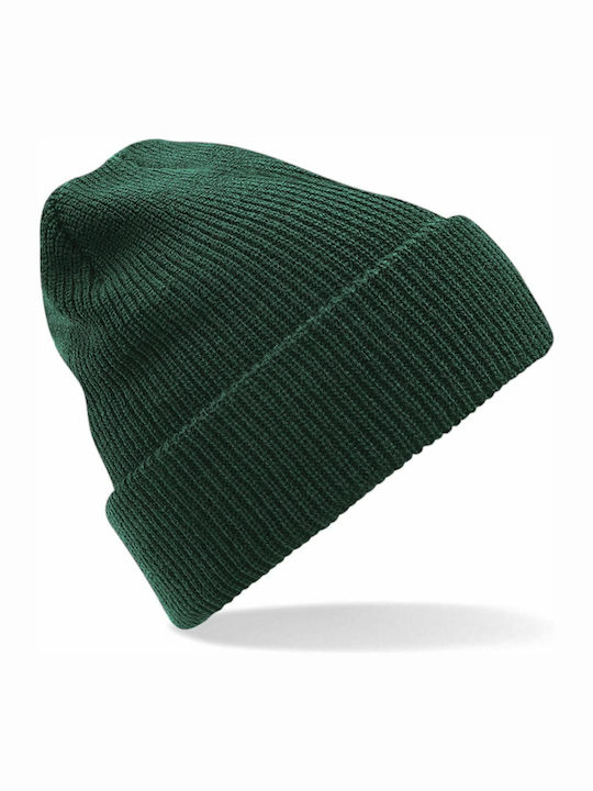 Beechfield Ribbed Beanie Cap Bottle Green