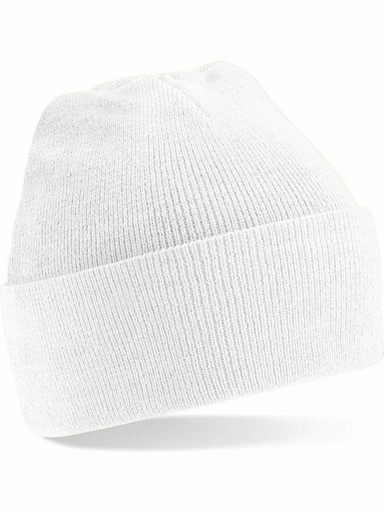 Beechfield Knitted Beanie Cap White