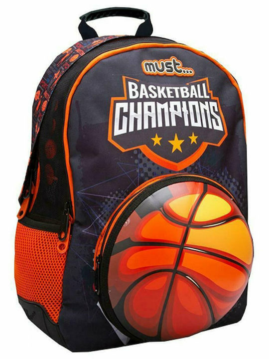 Must Basketball Champions School Bag Backpack Elementary, Elementary Black - Orange