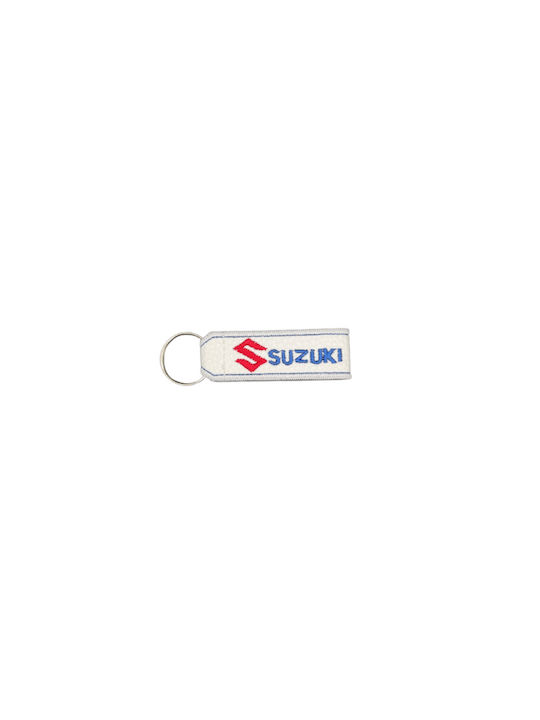 Schlüsselanhänger weißes Kunstleder (klein) SUZUKI 4808-k