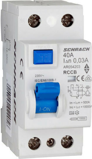 Schrack AR054203 Ρεле за фаза Изтичане на земя 40Спецификация Двуполюсно