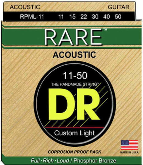 DR Seltenes Einstellen Phosphor-Bronze Akustikgitarrensaiten 11 - 50" Custom Light