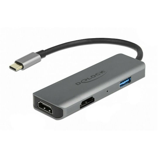 DeLock USB-C Докинг станция с HDMI 4K Сив (87780)