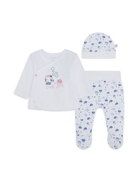 SET DE PIJAMALE PENTRU COPII MINI ROTUND CANADA HOUSE ALB-ALBASTRU