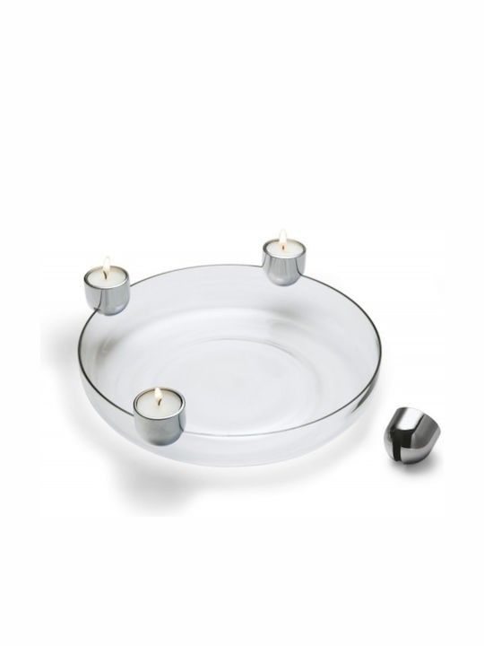 Philippi Arena Candle Holder suitable for Tealights Glass 4 Seats in Transparent Color With Bases 30x30cm 1pcs