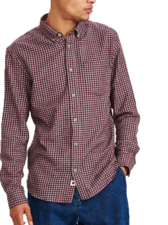 Anerkjendt Men's Shirt Long Sleeve Checked Red