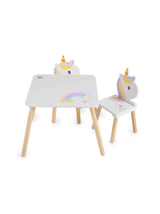 Σετ Παιδικό Τραπέζι με Καρέκλες Unicorn από Ξύλο