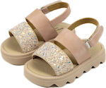 Babywalker Pink-Glitter Pink Baptism Leather Sandals