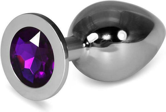Lovetoy Rosebud Classic Metal Anal Plug Large Silver / Purple 10cm