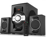 Real-El M-590 Ηχεία Υπολογιστή 2.1 με Bluetooth και Ισχύ 60W σε Μαύρο Χρώμα