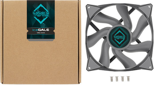 Iceberg Thermal IceGALE Gehäuselüfter 140mm (1600rpm / 96cfm) Ohne LEDs Beleuchtung und Verbindung 4-Pin PWM Graue