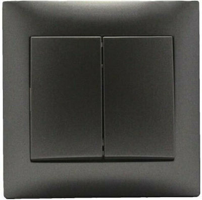 Redled Stinel Recessed Electrical Lighting Wall Switch with Frame Basic Aller Retour Ανθρακί 27497