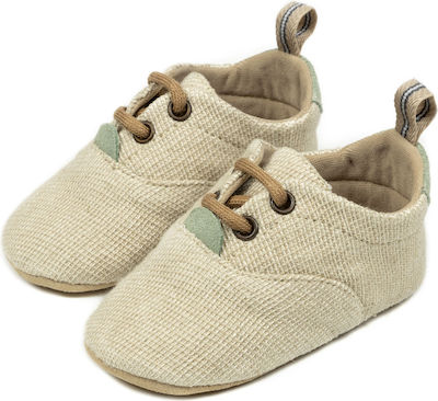 Babywalker Beige Baptism Fabric Soft Sole Sneakers -1