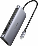 Ugreen USB-C Docking Station with HDMI 4K PD Ethernet and Support for 2 Monitors Gray (70490)