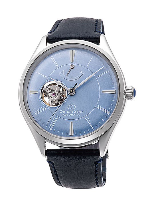 Orient Star Uhr Chronograph Batterie mit Blau Lederarmband