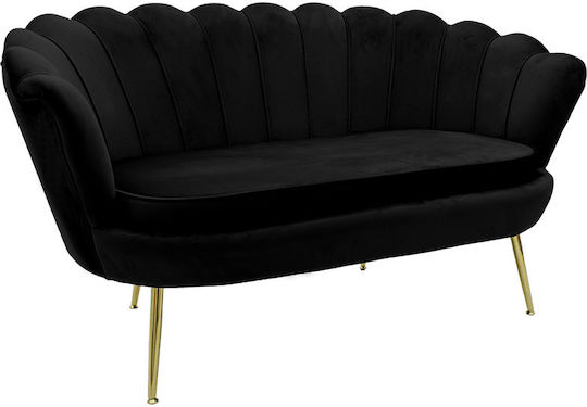 Daimon Doppelsitzer Sofa Samt Black Velvet-Black Metal 134x70x77cm