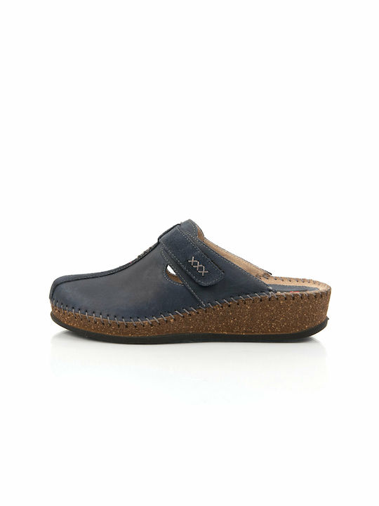 Castor Anatomic 16940 Anatomic Leather Women's Slippers In Navy Blue Colour