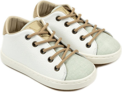 Babywalker Baptism Leather Sneakers Λευκό-Μέντα-Μπεζ