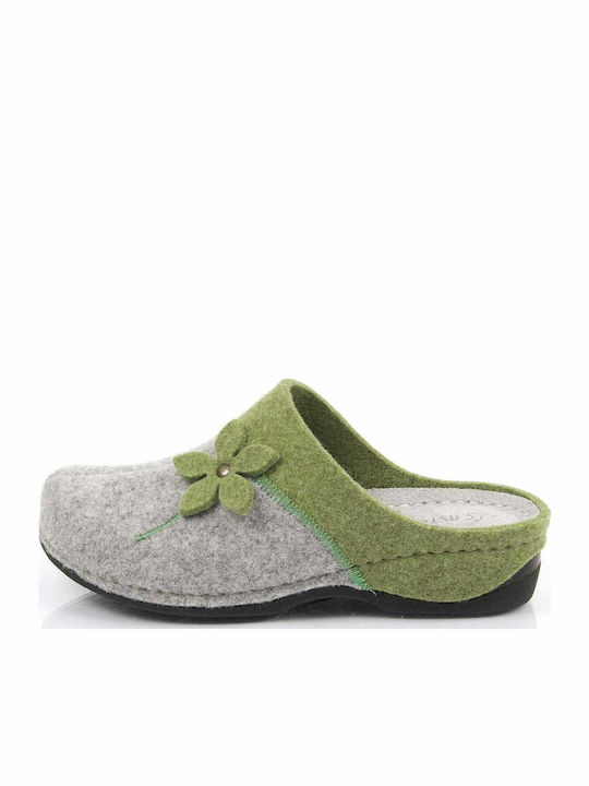 Anatomical Leather Women's Slippers Green