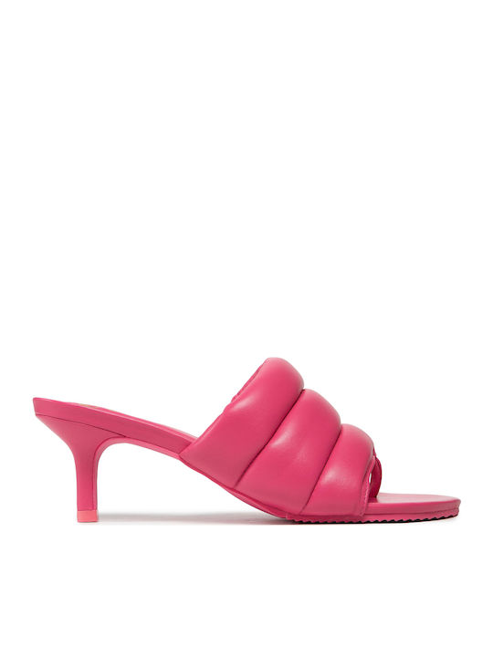 Lyna 257021 Δερμάτινα Mules με Λεπτό Ψηλό Τακούνι σε Φούξια Χρώμα