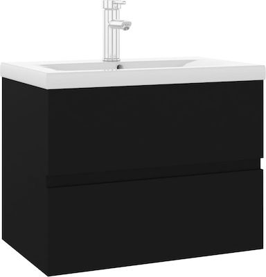 vidaXL Bench with sink L60xW38.5xH45cm Black