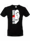 Pegasus Half Face T-shirt La Casa de Papel Μαύρο Βαμβακερό