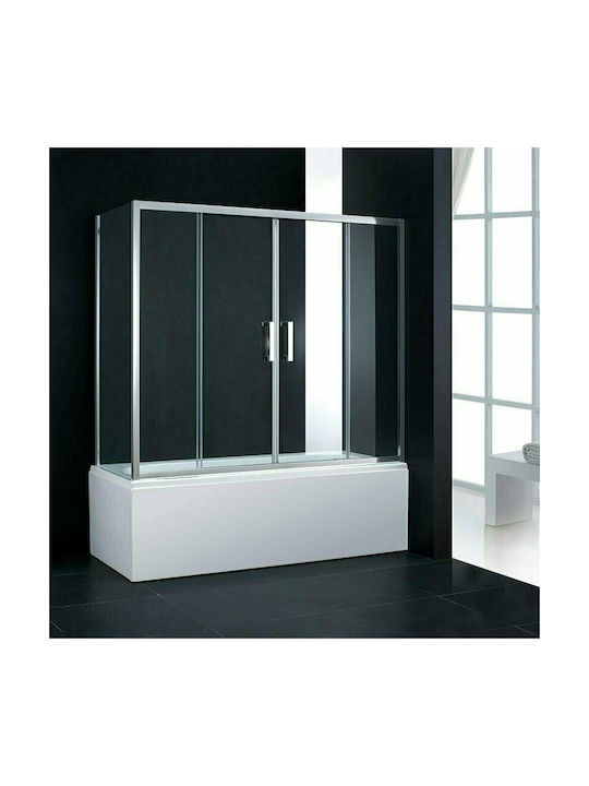 Axis Bath Slider SLB2X170T-100 Shower Screen Bathtub with Sliding Door 167-171x140cm Clear Glass
