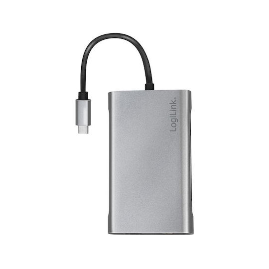 LogiLink USB-C Docking Station with HDMI/DisplayPort 4K PD Ethernet Silver (UA0382)