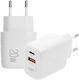 Lamtech Φορτιστής Χωρίς Καλώδιο με Θύρα USB-A και Θύρα USB-C 20W Power Delivery / Quick Charge 3.0 Λευκός (LAM023527)