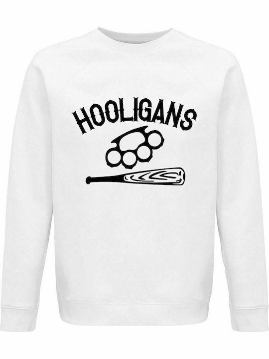 Hanorac unisex, organic " HOOLIGANS ", alb