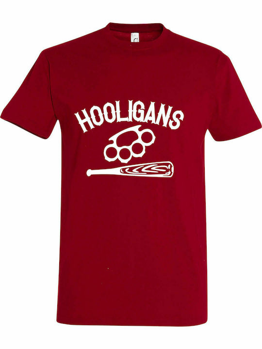 Tricou Unisex " HOOLIGANS ", Roșu închis