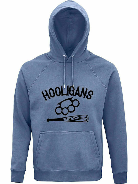 Hoodie Unisex, Bio " HOOLIGANS ", Blau