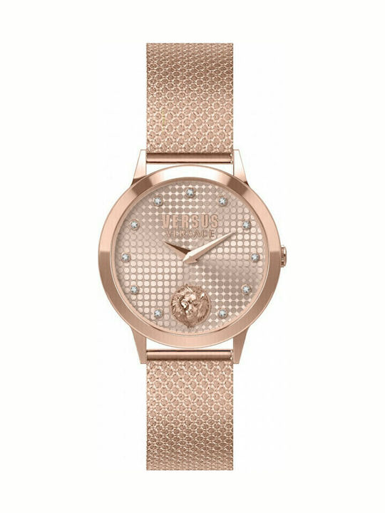 Versus by Versace Strandbank Crystal Дамски Часовник 34мм Кварцов с Розово Злато Метална Верижка